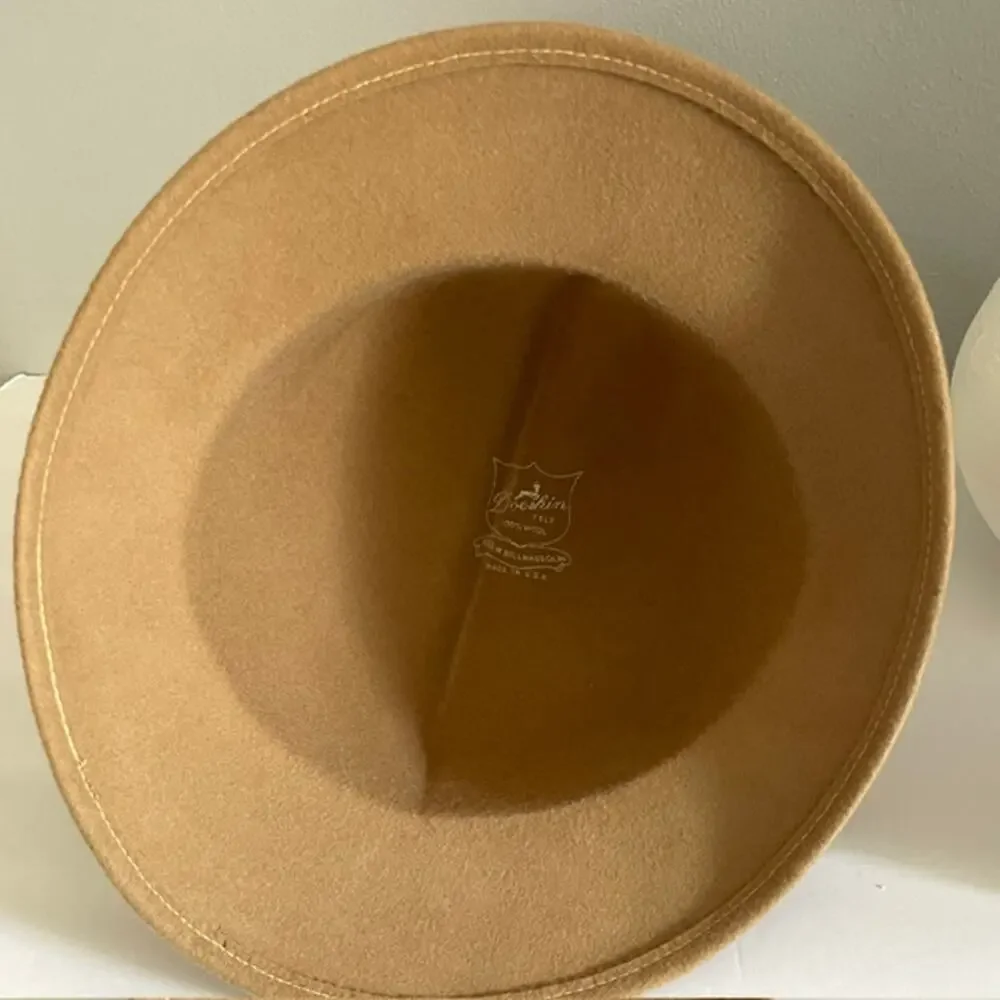 Bollman Doeskin Wool Felt Cloche Bucket Hat Camel Multicolor Band USA Equestrian